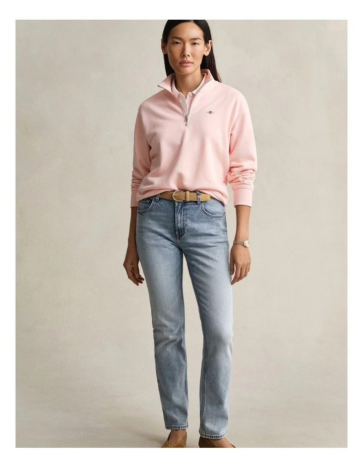 Shield Half Zip Sweatshirt in Apricot Pink image 4