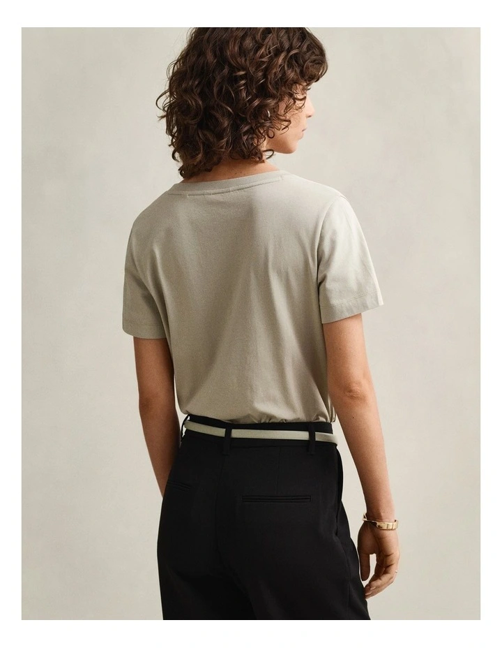 Shield V-Neck T-Shirt in Country Beige image 2