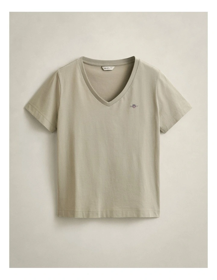 Shield V-Neck T-Shirt in Country Beige image 5