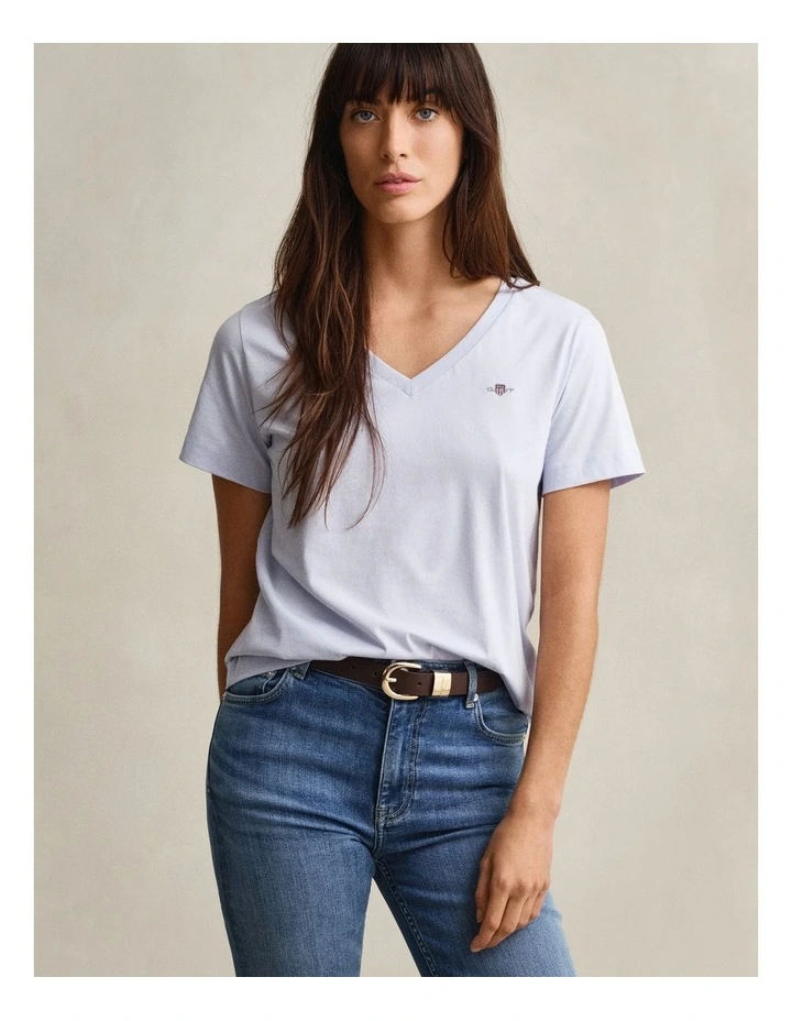 Shield V-Neck T-Shirt in Light Blue image 1