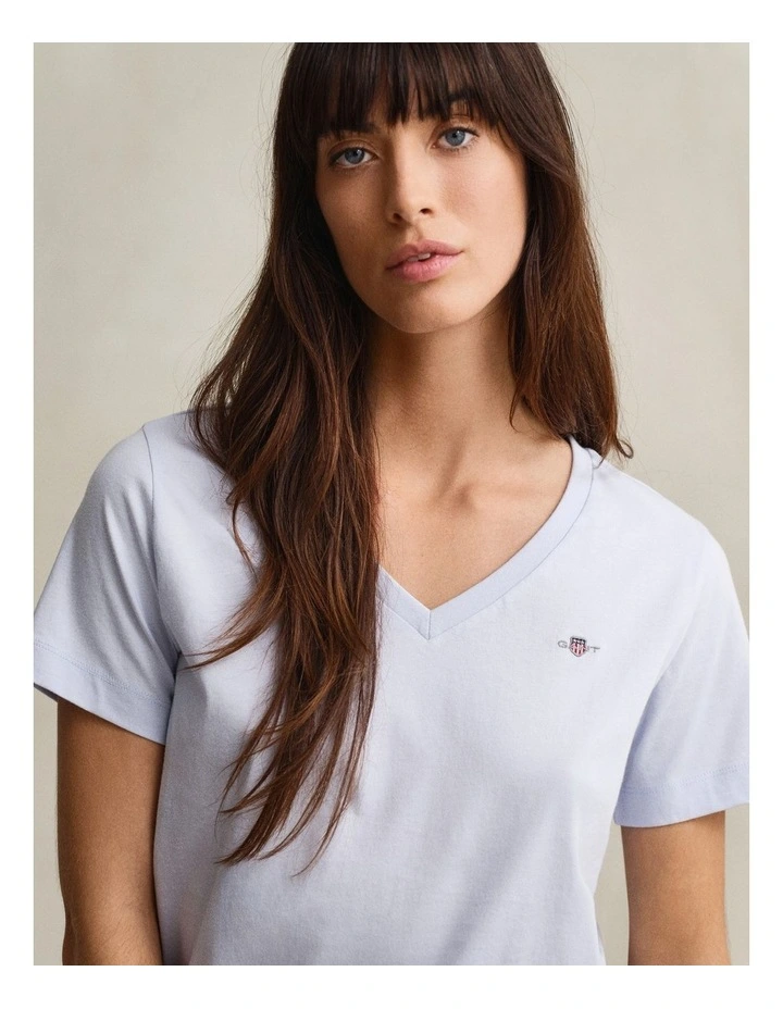 Shield V-Neck T-Shirt in Light Blue image 3