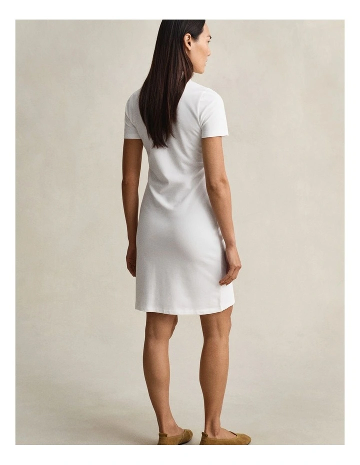 Shield Piqu Polo Dress in White image 2