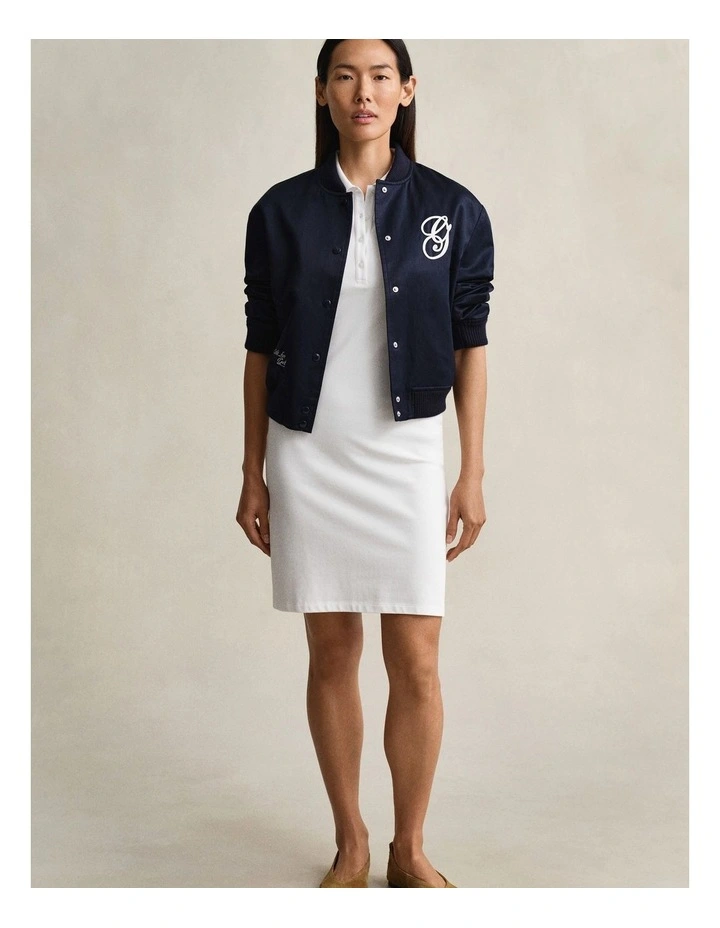 Shield Piqu Polo Dress in White image 4