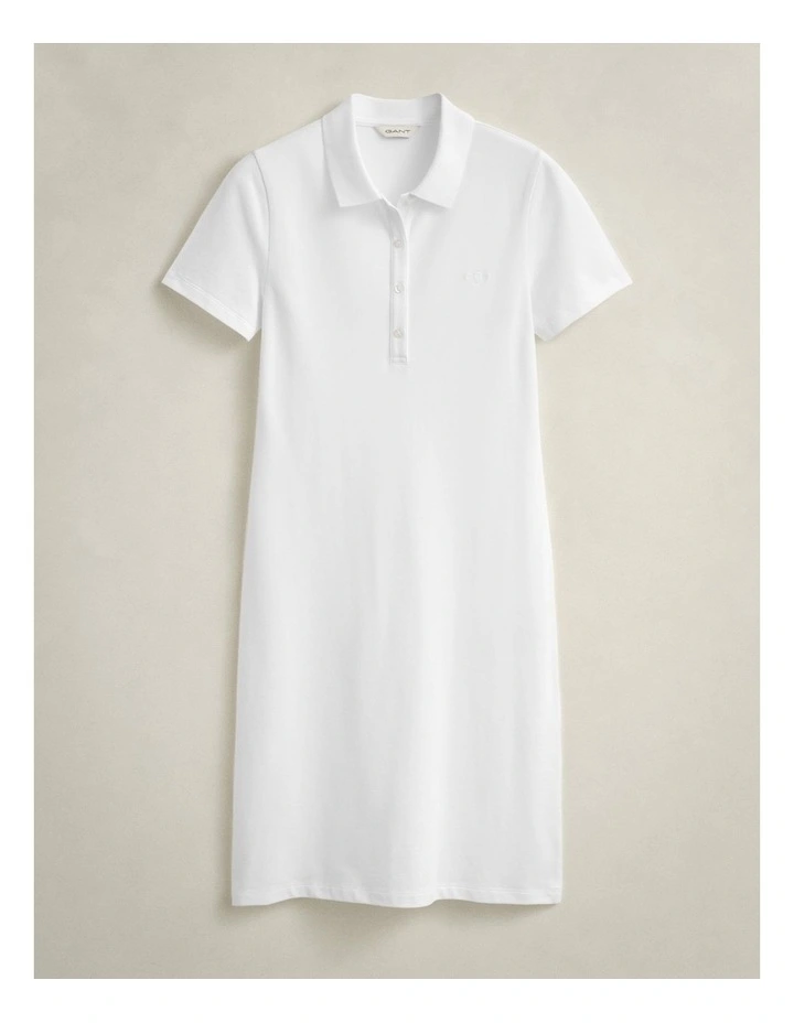 Shield Piqu Polo Dress in White image 6
