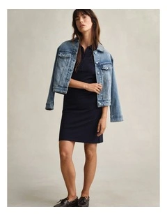 Shield Piqu Polo Dress in Evening Blue