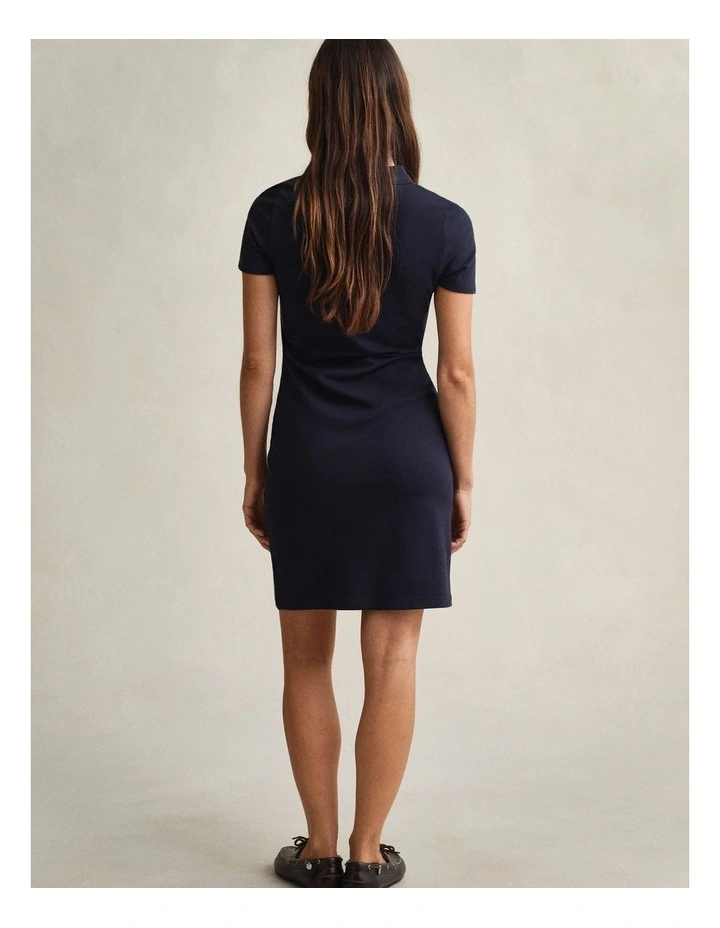 Shield Piqu Polo Dress in Evening Blue image 2