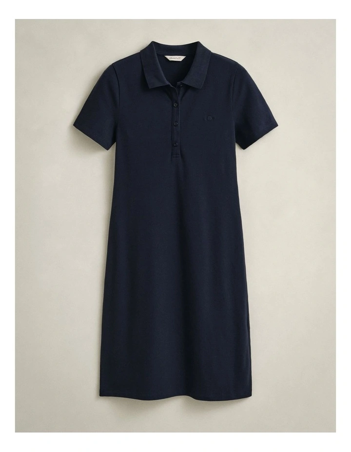 Shield Piqu Polo Dress in Evening Blue image 5