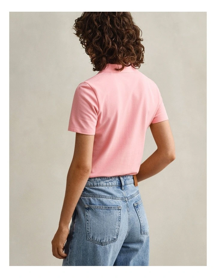 Slim Fit Polo Shirt in Apricot Pink image 2