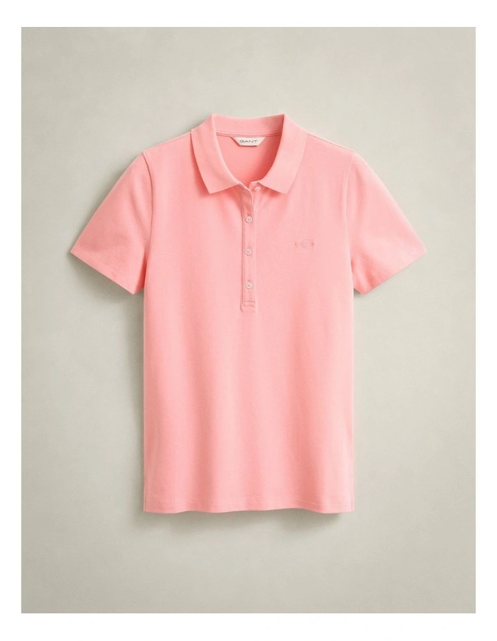 Slim Fit Polo Shirt in Apricot Pink image 5