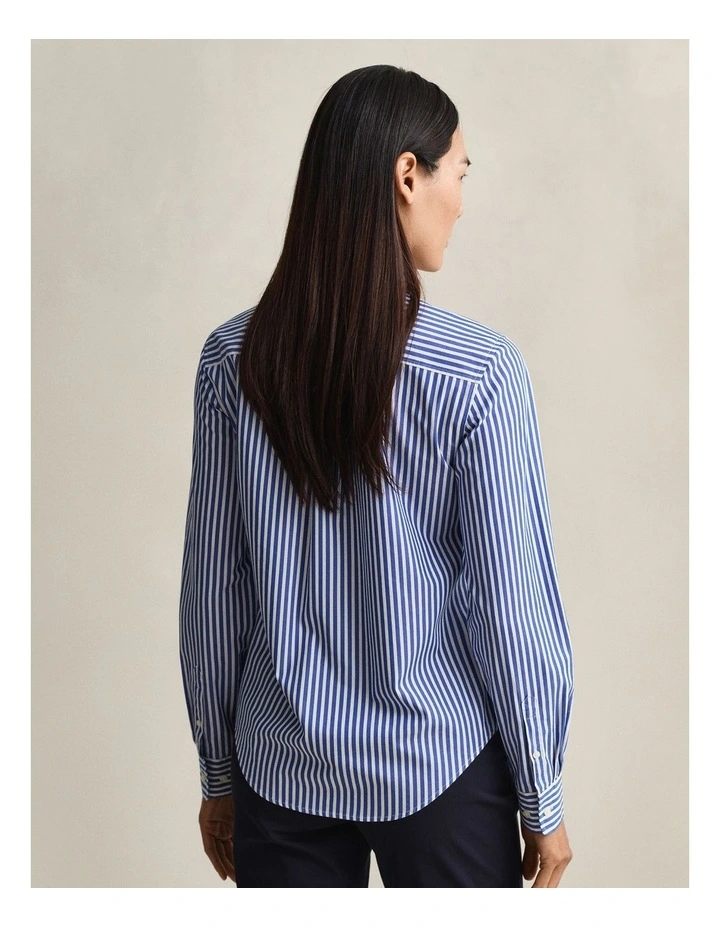 Regular Fit Classic Striped Poplin Shirt in Royal Blue image 2