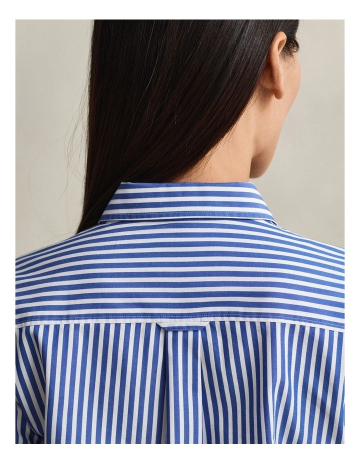 Regular Fit Classic Striped Poplin Shirt in Royal Blue image 3