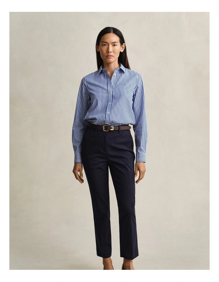 Regular Fit Classic Striped Poplin Shirt in Royal Blue image 4