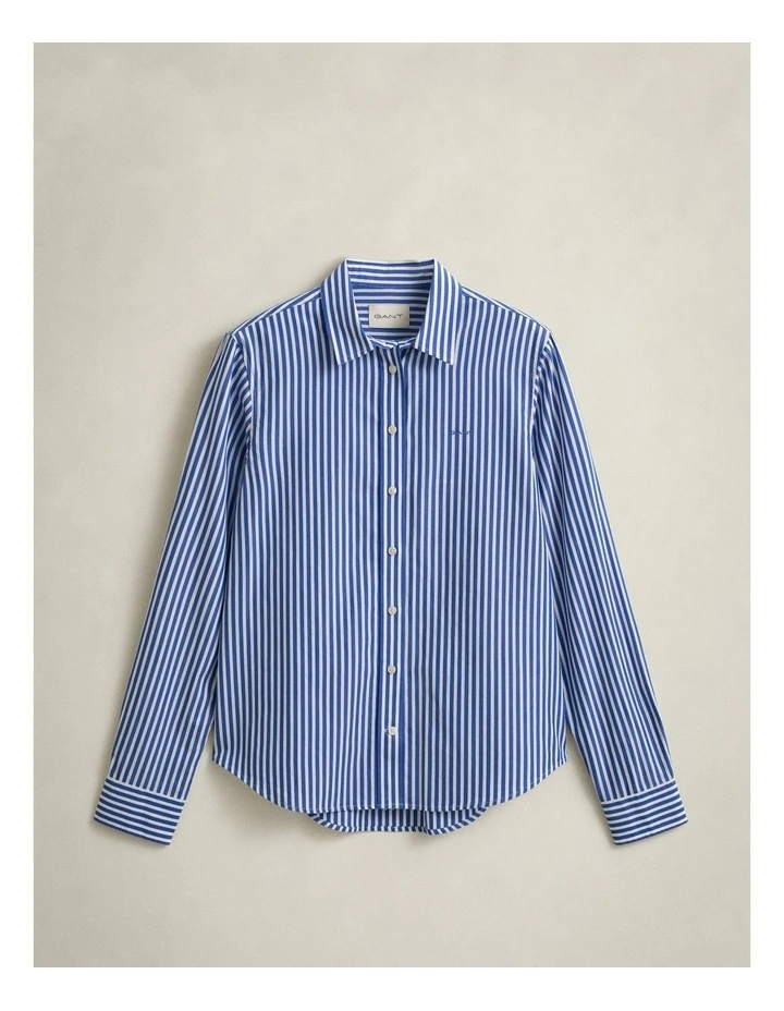 Regular Fit Classic Striped Poplin Shirt in Royal Blue image 5