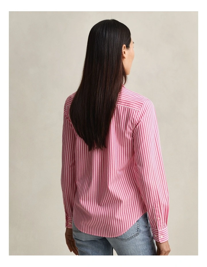 Regular Fit Classic Striped Poplin Shirt in Bright Fuschia image 2