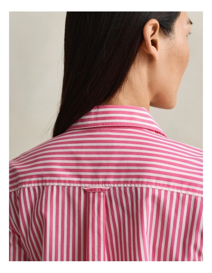 Regular Fit Classic Striped Poplin Shirt in Bright Fuschia image 3