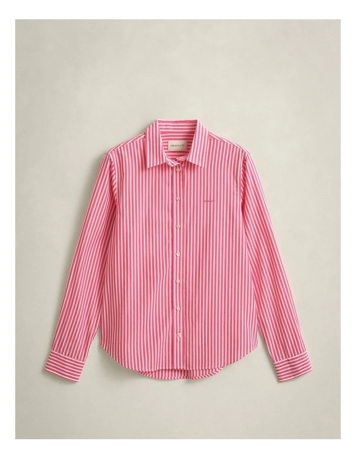 Regular Fit Classic Striped Poplin Shirt in Bright Fuschia image 6