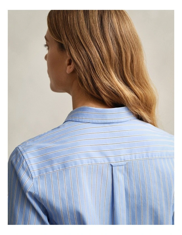 Regular Fit Classic Striped Poplin Shirt in Palace Blue image 4