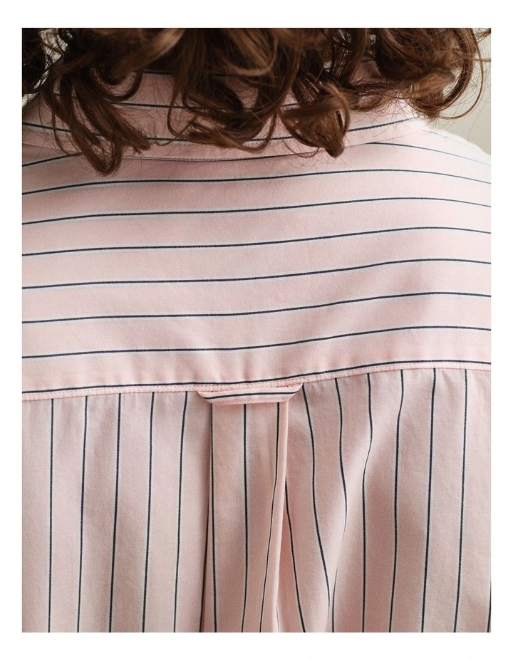 Regular Fit Classic Striped Poplin Shirt in Apricot Pink image 2