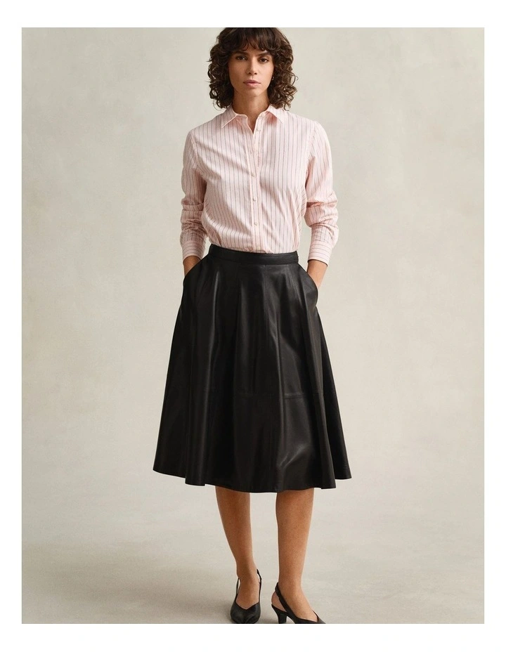 Regular Fit Classic Striped Poplin Shirt in Apricot Pink image 4
