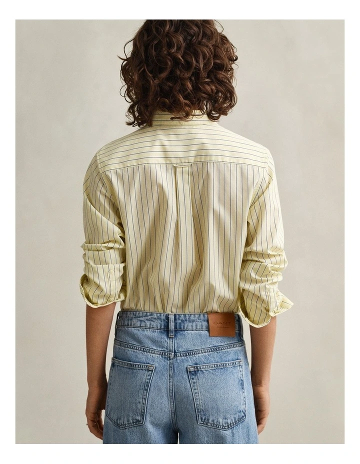 Regular Fit Classic Striped Poplin Shirt in Vanilla Yellow image 2