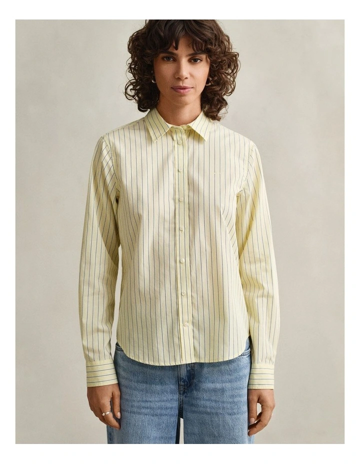 Regular Fit Classic Striped Poplin Shirt in Vanilla Yellow image 5