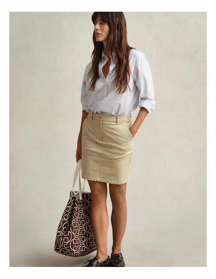Chino Skirt in Oat Beige image 4
