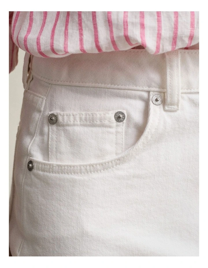 Short Denim Skirt in Eggshell image 4
