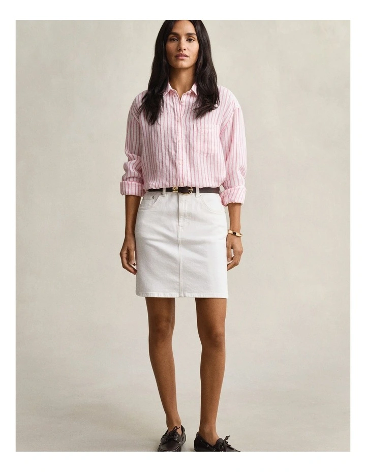 Short Denim Skirt in Eggshell image 5