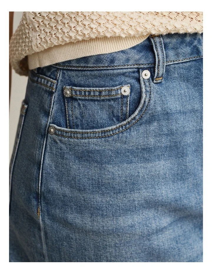 Short Denim Skirt in Semi Light Blue image 4