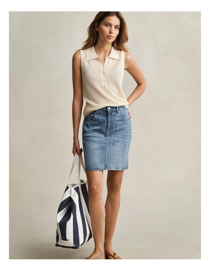 Short Denim Skirt in Semi Light Blue image 5