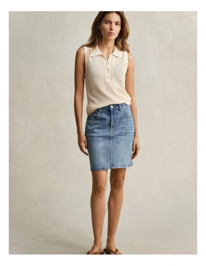 Short Denim Skirt in Semi Light Blue image 6