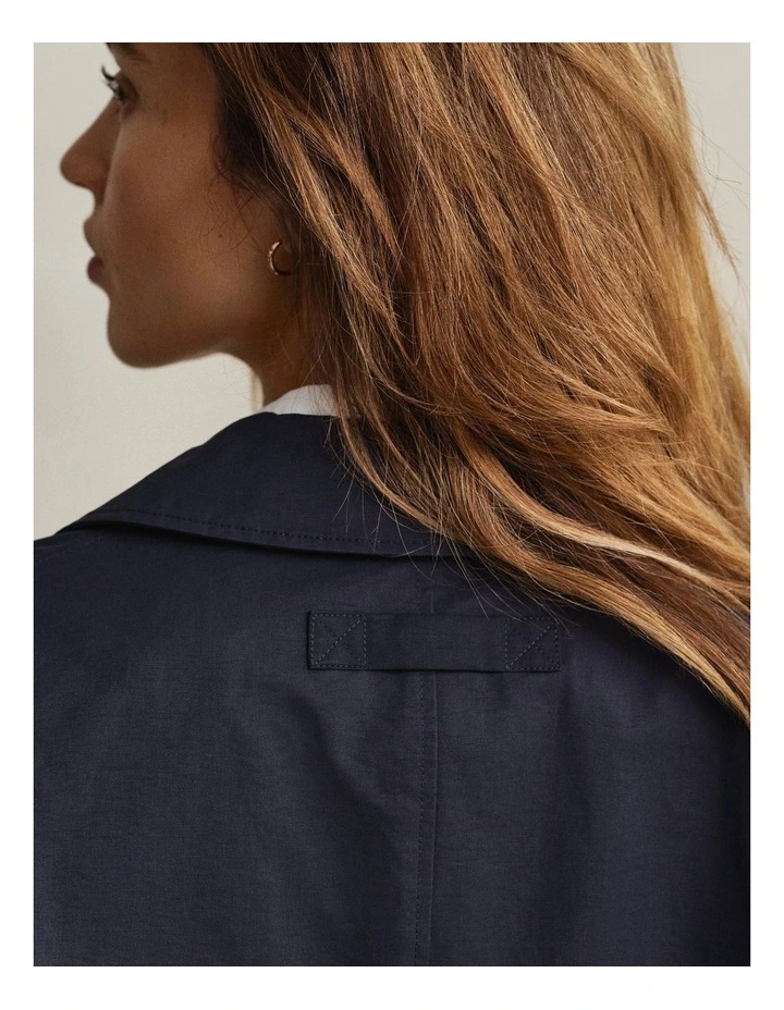 Short Car Coat in Evening Blue image 2