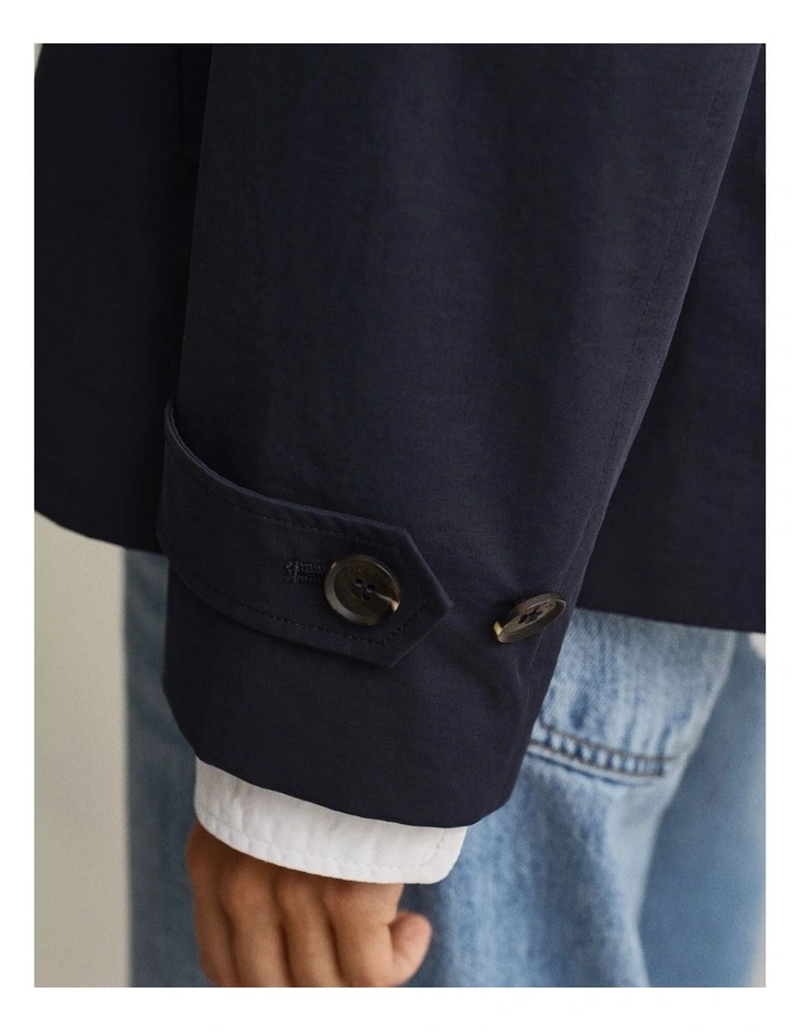 Short Car Coat in Evening Blue image 3