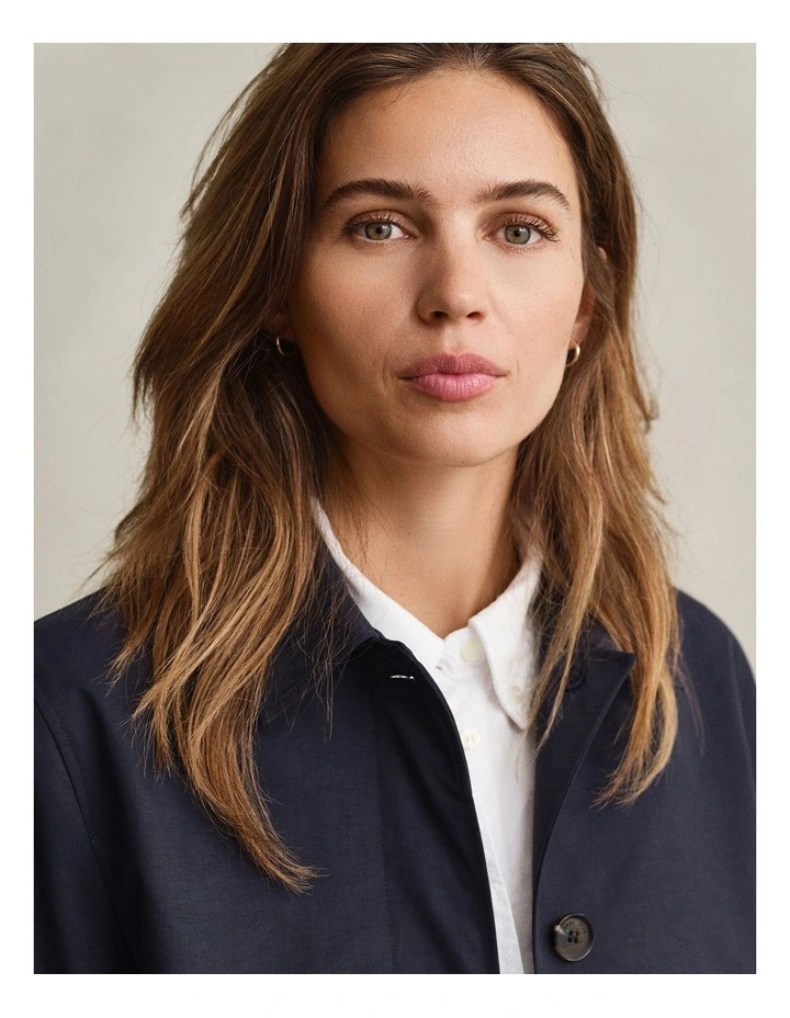 Short Car Coat in Evening Blue image 4