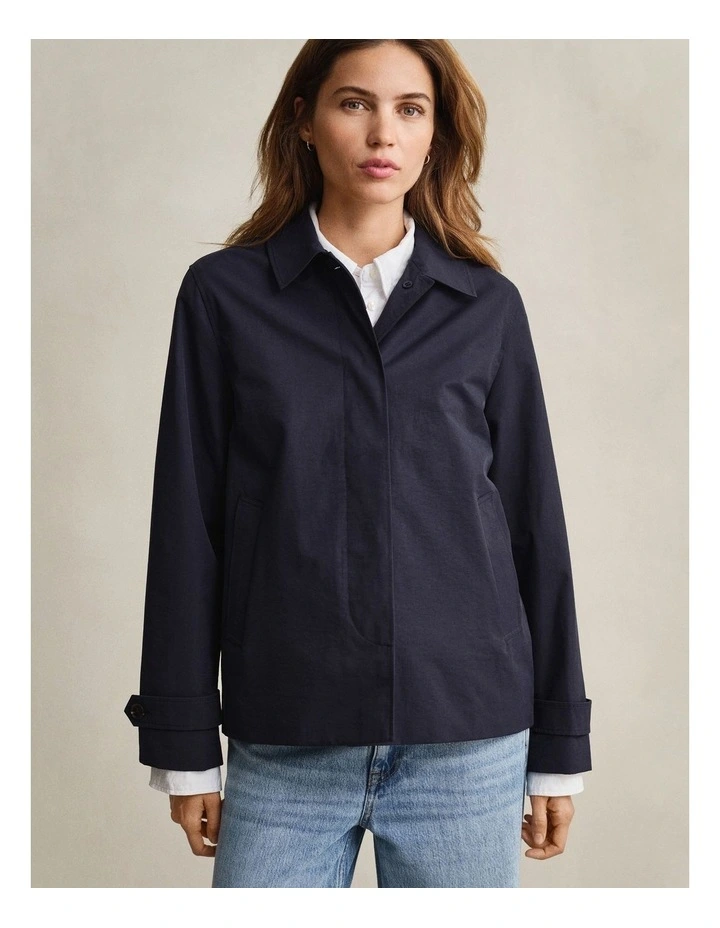 Short Car Coat in Evening Blue image 7