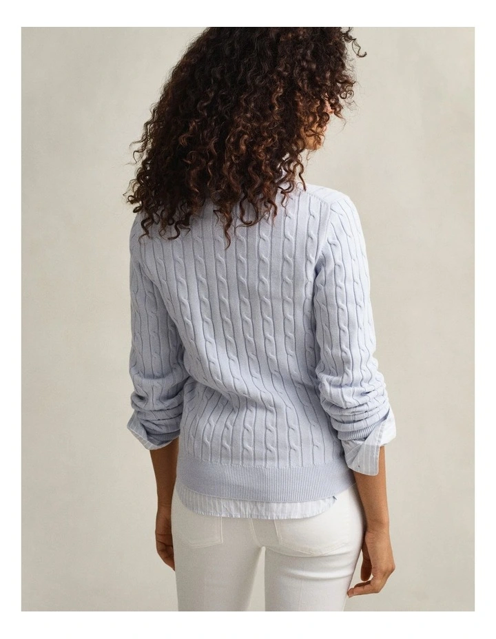 Cable Knit Crew Neck Sweater in Light Blue image 2