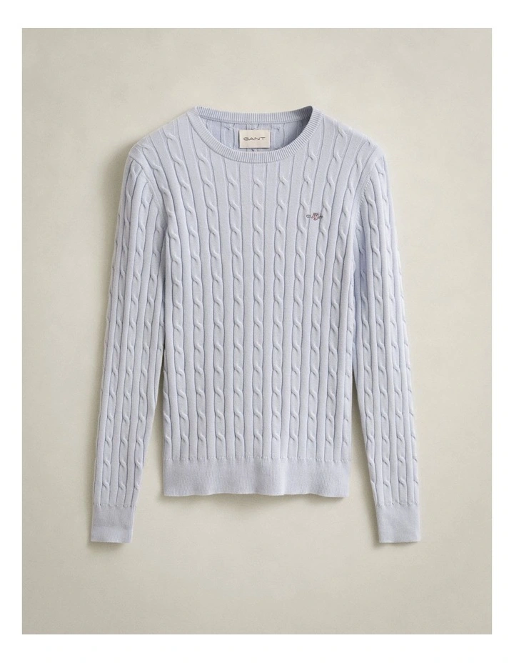 Cable Knit Crew Neck Sweater in Light Blue image 5