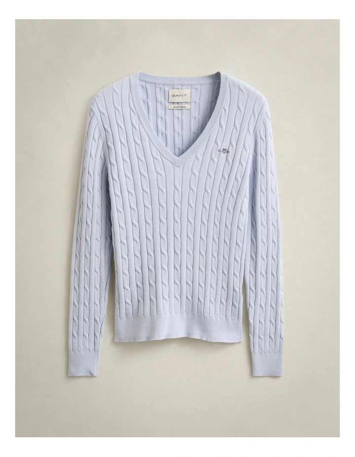 Cable Knit VinNeck Sweater in Light Blue image 4