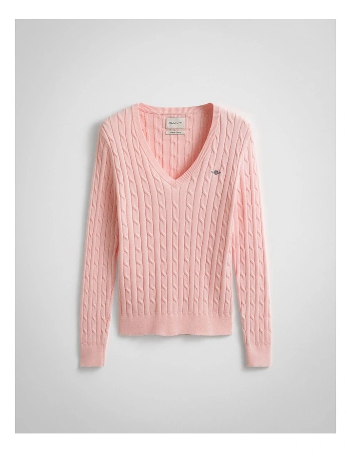 Cable Knit VinNeck Sweater in Apricot Pink image 5