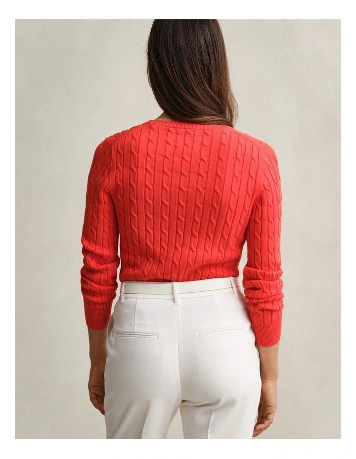Cable Knit VinNeck Sweater in Perfect Red image 2