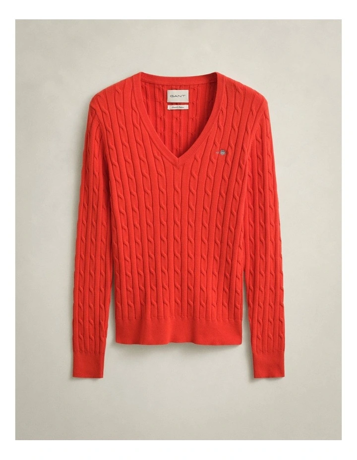 Cable Knit VinNeck Sweater in Perfect Red image 5