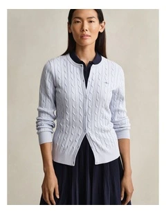 Cable Knit Cardigan in Light Blue