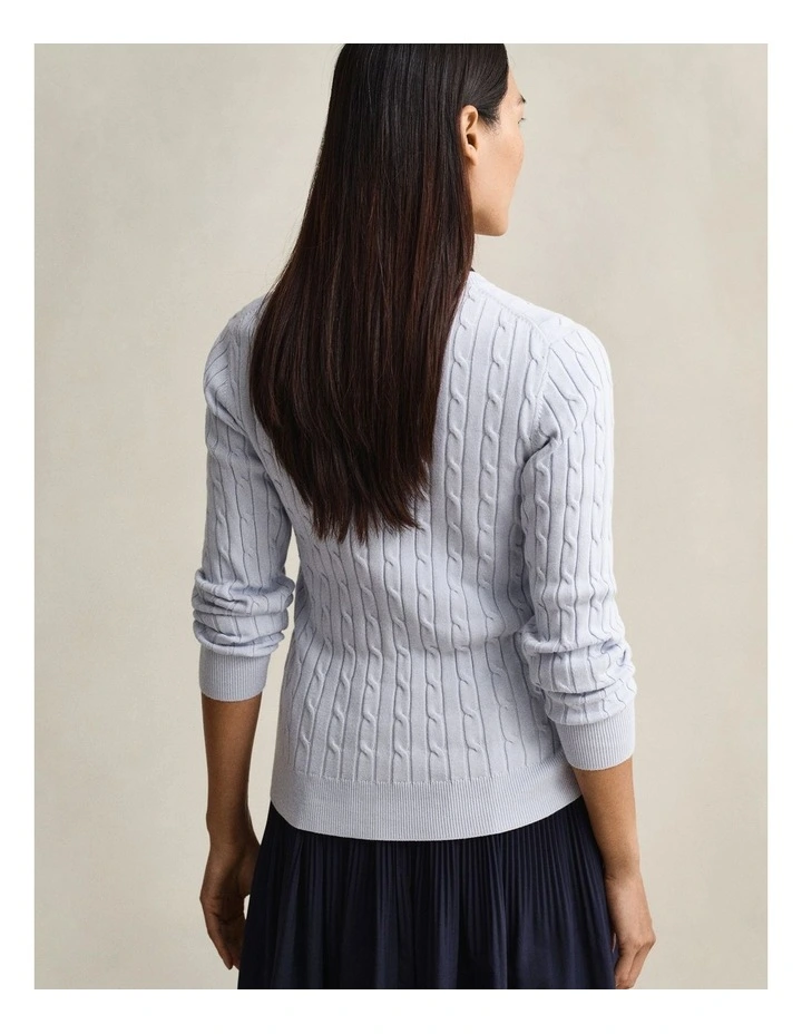 Cable Knit Cardigan in Light Blue image 2