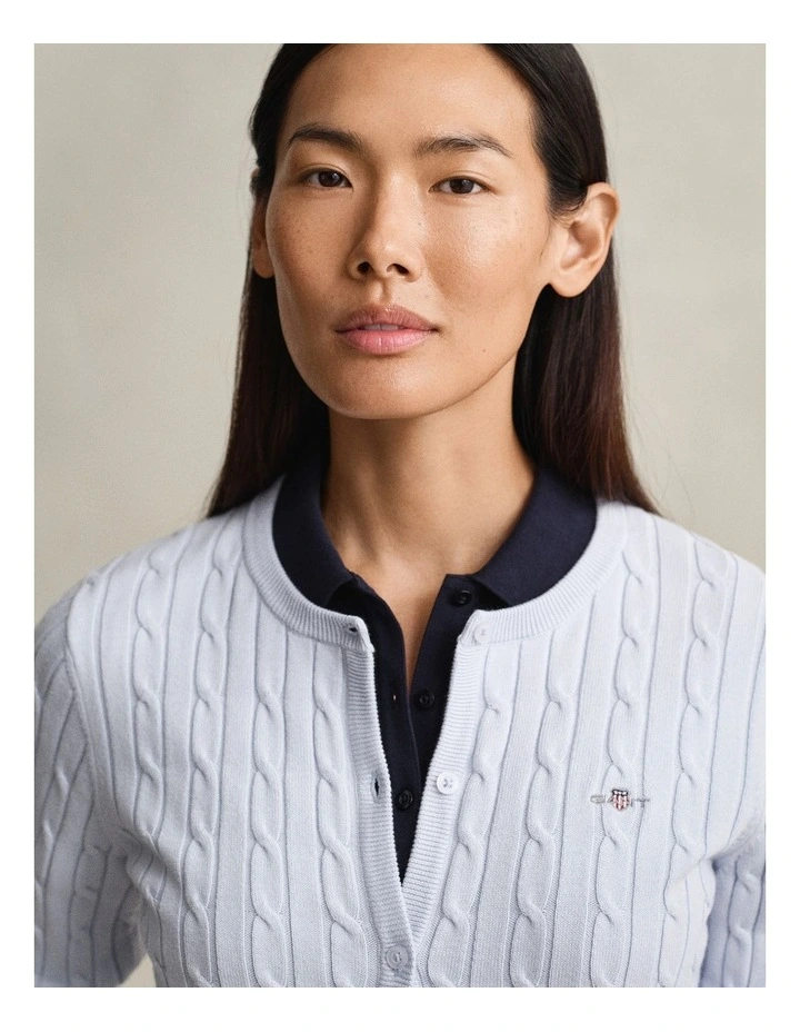 Cable Knit Cardigan in Light Blue image 3