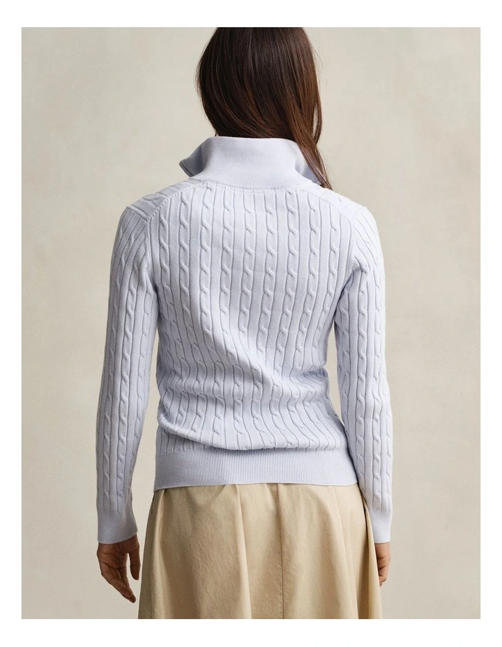 Cable Knit HalfinZip Sweater in Light Blue image 2