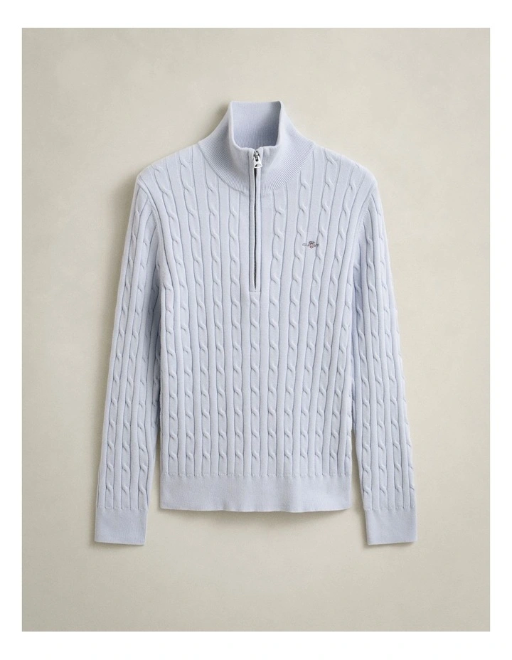 Cable Knit HalfinZip Sweater in Light Blue image 5
