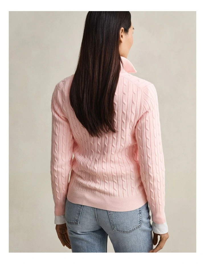 Cable Knit Half-Zip Sweater in Apricot Pink image 2