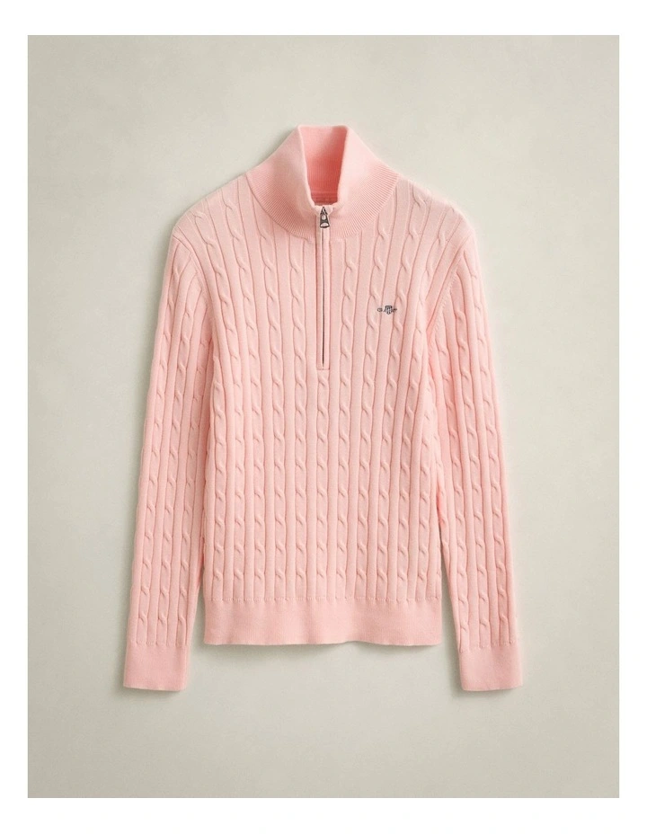 Cable Knit Half-Zip Sweater in Apricot Pink image 4