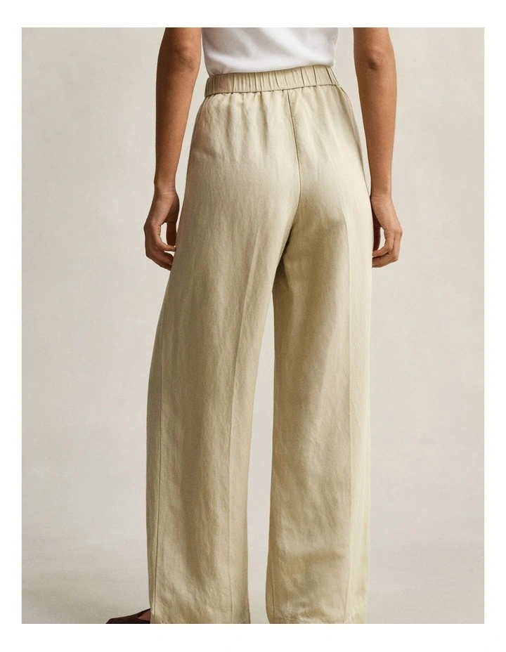 Linen Blend Pants in Oat Beige image 2