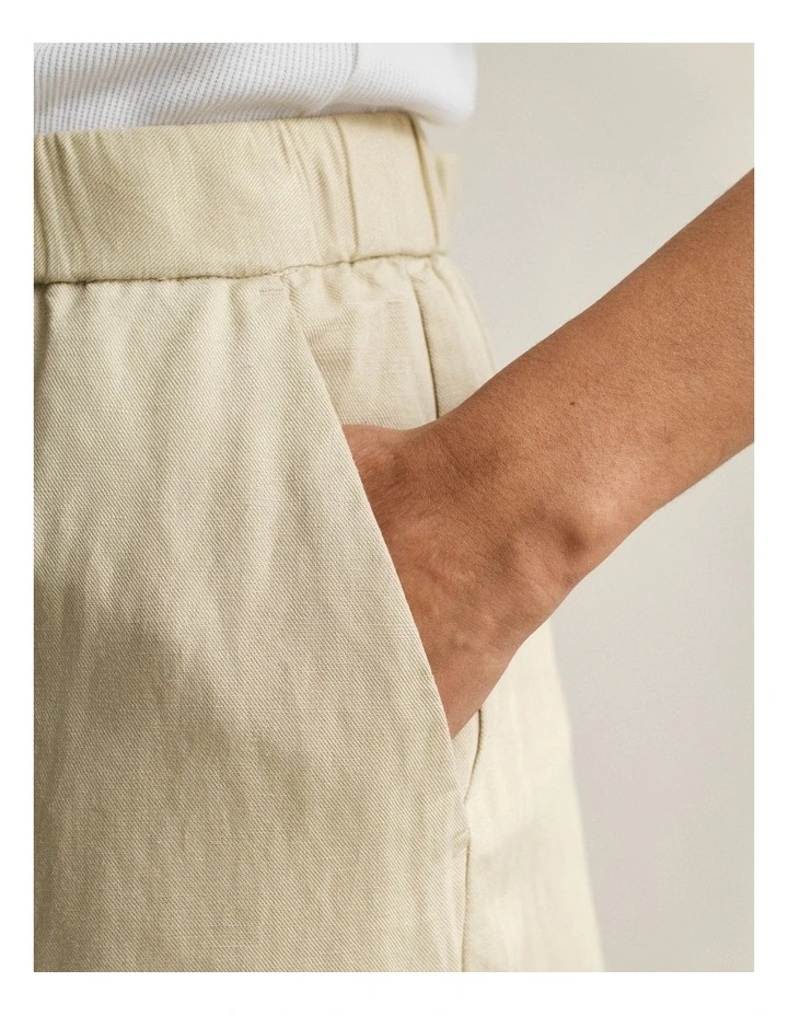 Linen Blend Pants in Oat Beige image 3